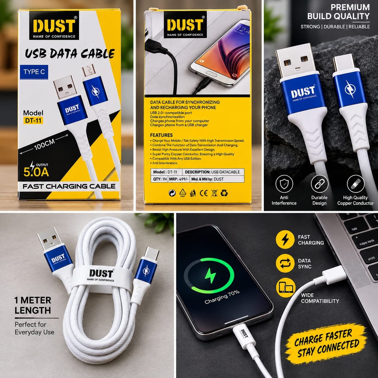 Dust USB Data Cable Type C